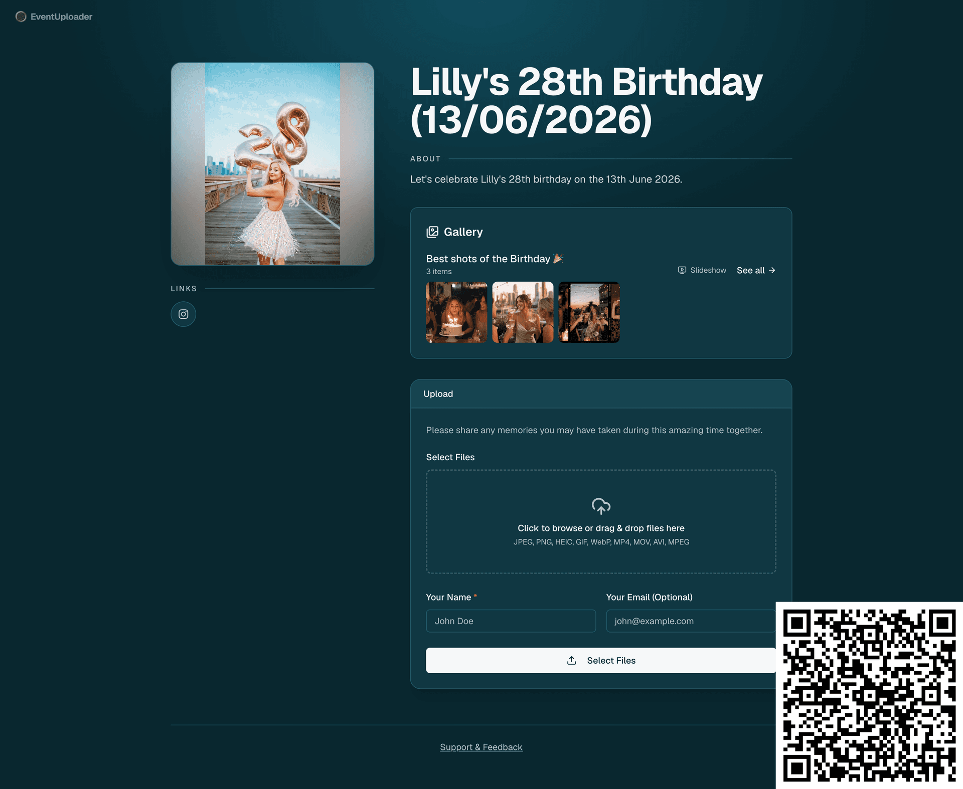 Beispiel einer Event-Upload-Seite